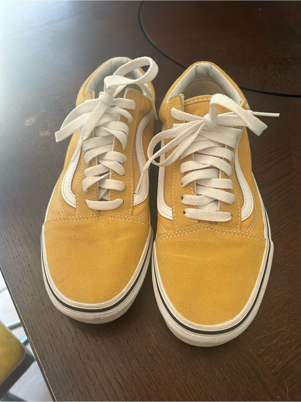 Vans Yellow and White Low-Top Suede Sneakers